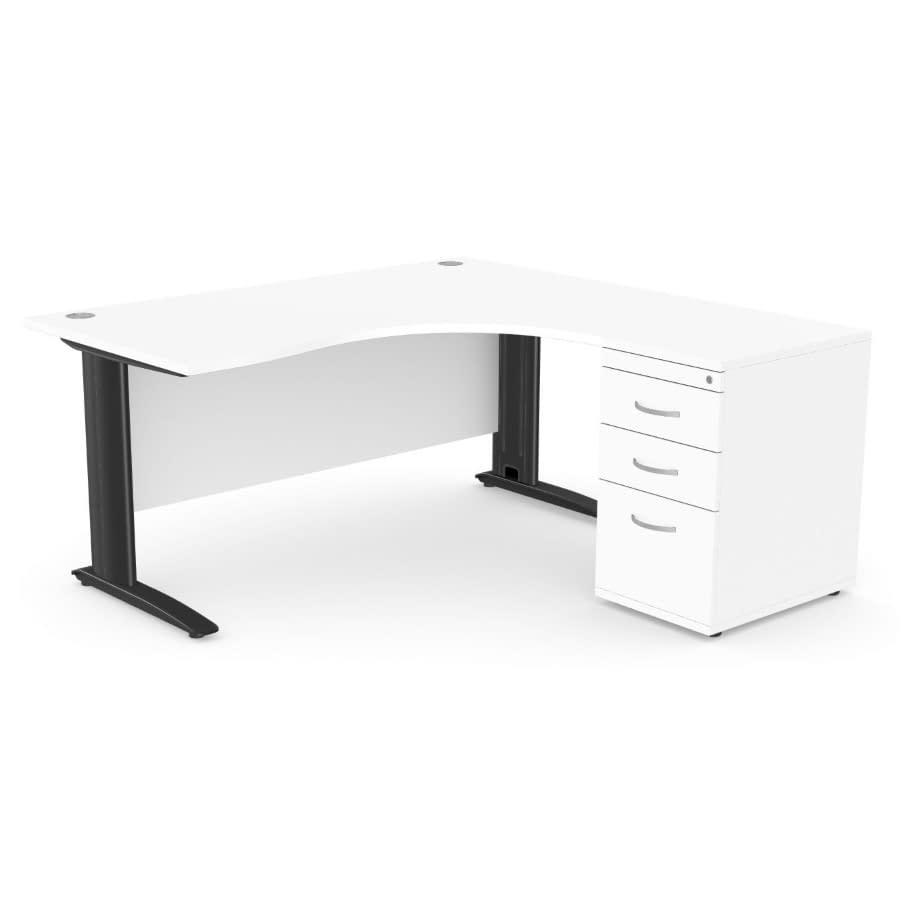 Right hand corner desk deals with drawers