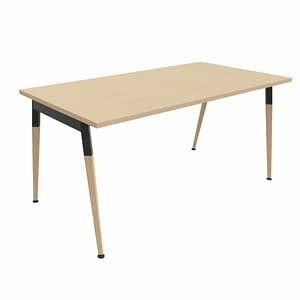 X3L0116W Render - X3 Single Rectangular Bench Desk - Wooden Legs - Oak Finish