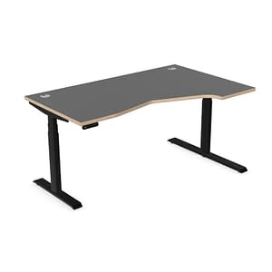 Height Adjustable Angled Corner Desk PRO Graphite and Black