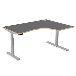Height Adjustable Corner Desk Graphite and Silve
