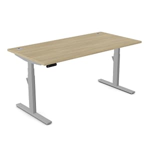 Height Adjustable Straight Desk PRO 1600 Oak and Silver