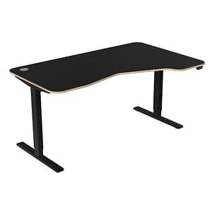 Black Sit stand gaming corner desk with black legs