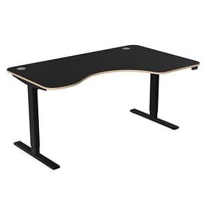 Black sit stand compact corner desk