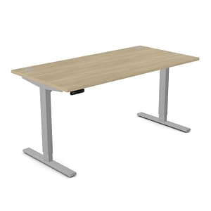 Electric Sit Stand Desk 1600 Oak and Silver