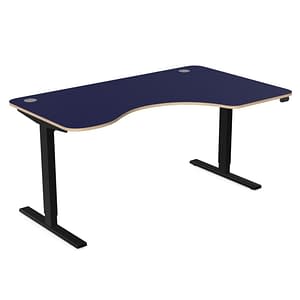 Navy blue and black sit stand compact corner desk