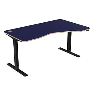 Navy blue gaming corner desk with black legs