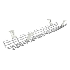 Standard Under Desk Cable Management Tray Large Silver