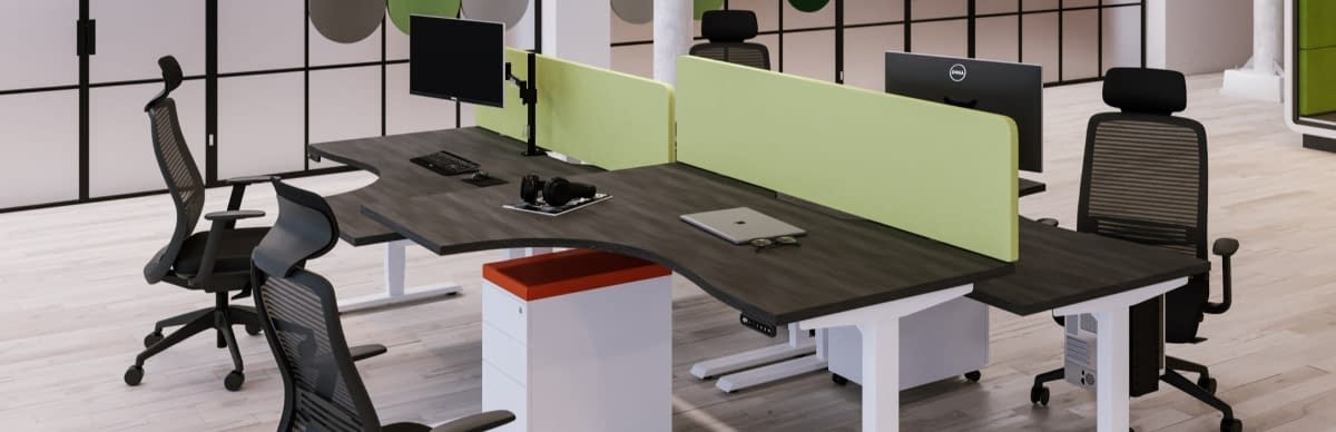 L shaped height adjustable desk