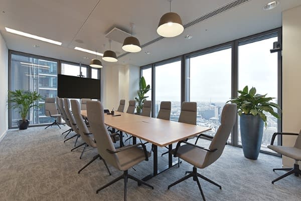 Potted plants in a boardroom